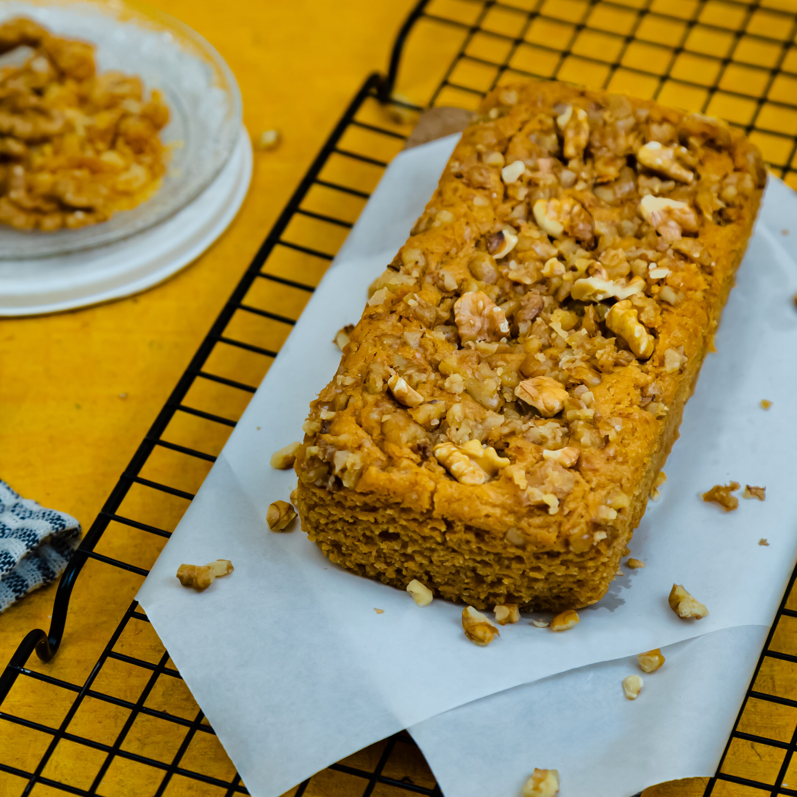 Wholewheat jaggery walnut cake_